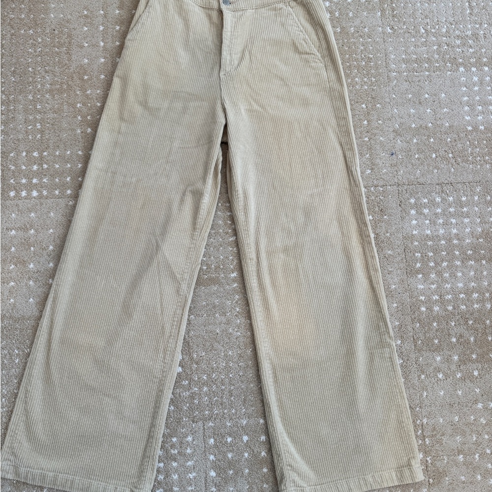 AG Adriano Goldschmied Cream High Waist Tailored Deven Corduroy Pants